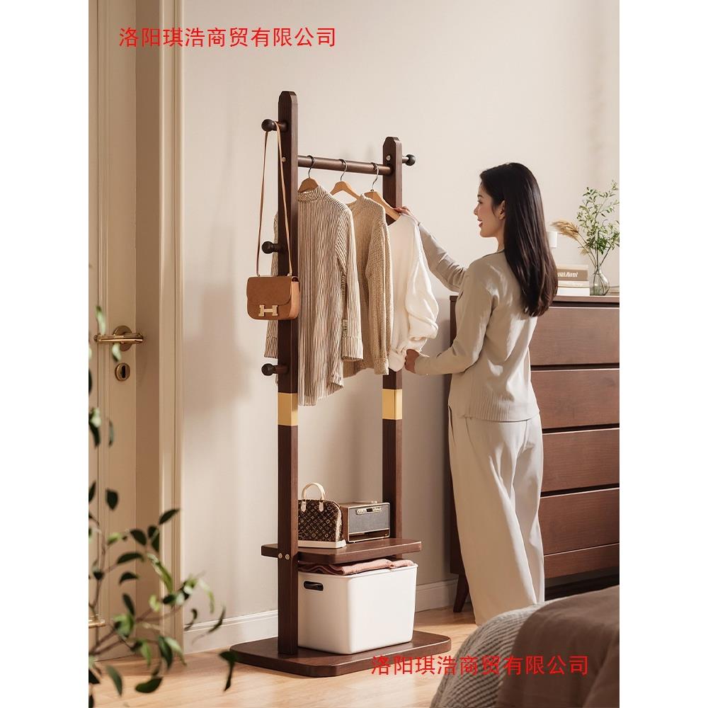 实木衣帽架小型落地卧室挂衣架子办公室客厅家用室内立式挂衣架