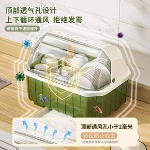厨房碗碟收纳架带盖放餐具的碗箱碗架置物柜子家用沥水碗筷收纳盒