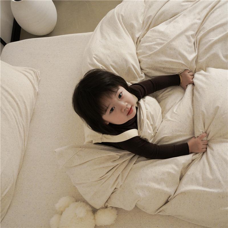 日式裸睡色纺天竺棉四件套全棉纯棉彩色点点针织棉被套床单床品