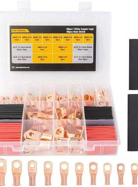 120pcs美规AWG8642铜线耳带热收缩套装60+60pcs管环端子连接器