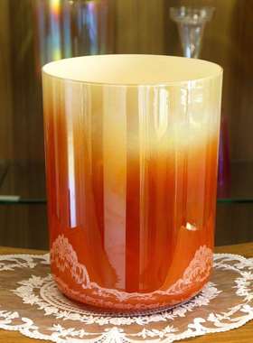 橙色磨砂极光水晶唱歌碗 音乐碗水晶钵冥想慢节奏准音调音乐疗愈