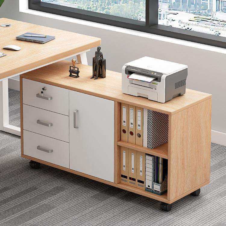 办公室文件柜带锁储物柜子资料收纳柜桌下侧边柜矮柜打印机置物柜