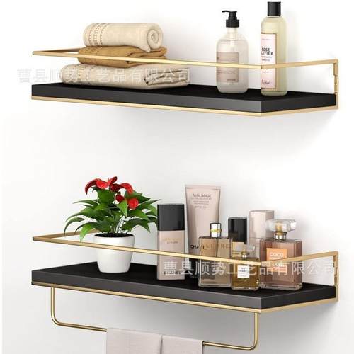 乡村壁架金属木质浴室隔板浮动浴室置物架2件套酒店卧室隔板架