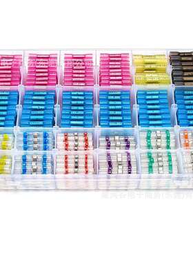 335PCS 盒装热缩对接连接器125PCS焊接密封线端子210个防水焊锡环