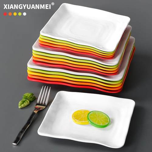 祥源美盘子仿瓷餐厅饭店方形菜盘炒饭炒粉盖浇饭盘商用碟密胺餐具