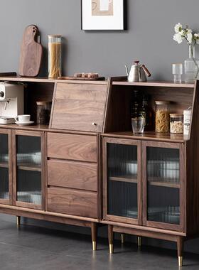 北美黑胡桃木全实木斗柜餐边柜现代简约客厅茶水柜北欧轻奢储物柜