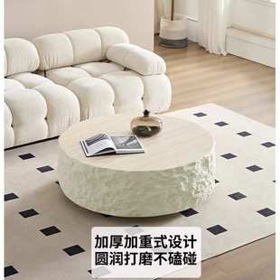 现代简约侘寂风洞石茶几意式轻奢设计师玻璃钢创意方形