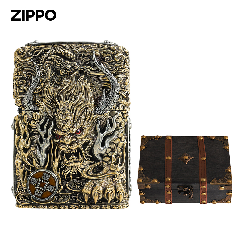 ZIPPO 国潮灵动双面镇财貔貅铜色立体雕刻 限量收藏版送男友礼物