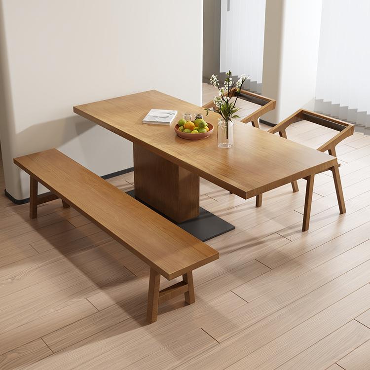 现代简约实木铁艺餐桌椅组合小户型家用长方形多人饭桌聚餐休闲桌