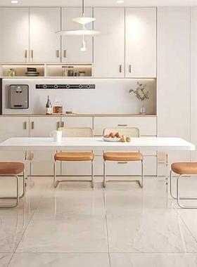 A8L德利丰悬浮圆角岩板餐桌简约家用长方形亚克力奶油风依诺白色