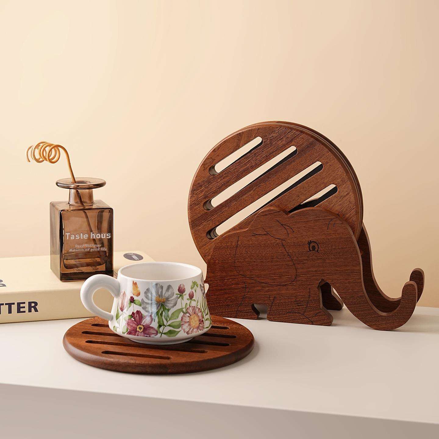 镂空木质加厚防烫隔热垫餐厅厨房餐桌防滑碗碟杯垫装饰品摆件