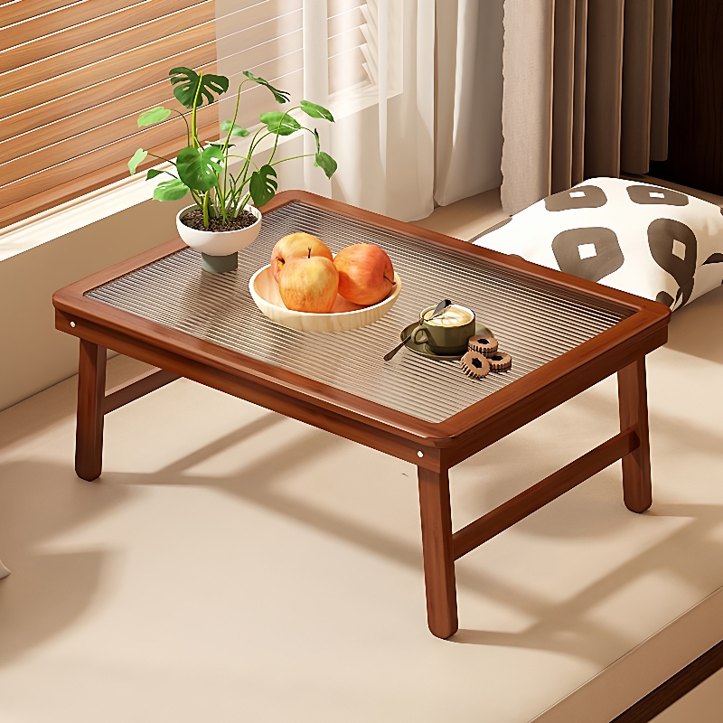 可折叠桌子家用飘窗桌中式榻榻米小茶几免安装便携式实木炕几矮桌