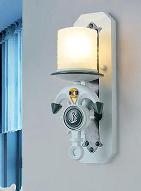 北欧地中海船锚壁灯客厅背景卧室床头民宿蓝色树脂玻璃灯具水蓝