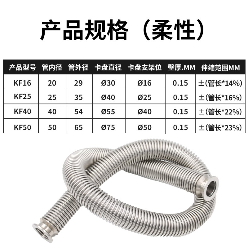 kf真空波纹管不锈钢柔性软管KF16/KF25快装高真空焊接软管可伸缩
