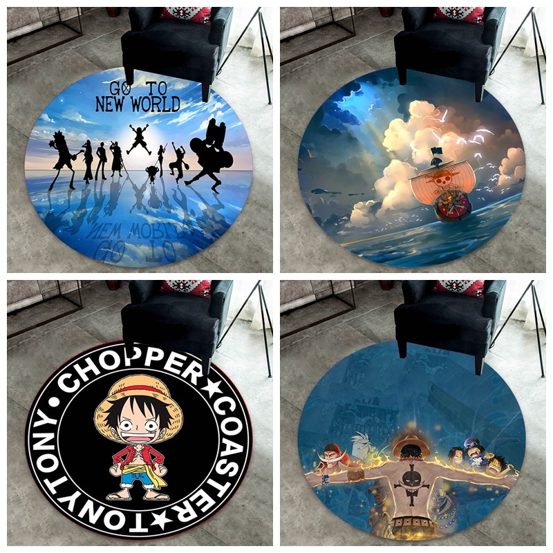海贼王路飞动漫圆形地毯创意航海王卧室电脑椅吊篮架子鼓地垫定制