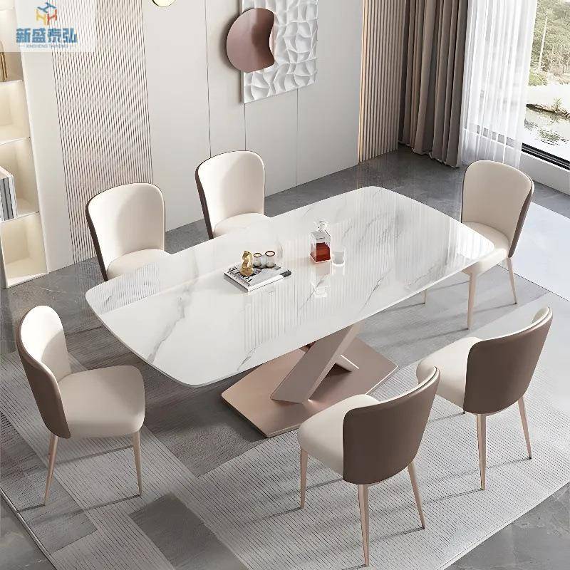 【折扣价】法式轻奢岩板餐桌椅组合极简现代简约餐桌高端家用长方