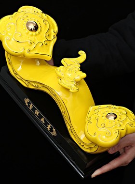 陶瓷如意摆件红色蝙蝠吉祥如意商铺乔迁新居结婚礼品家居客厅装饰