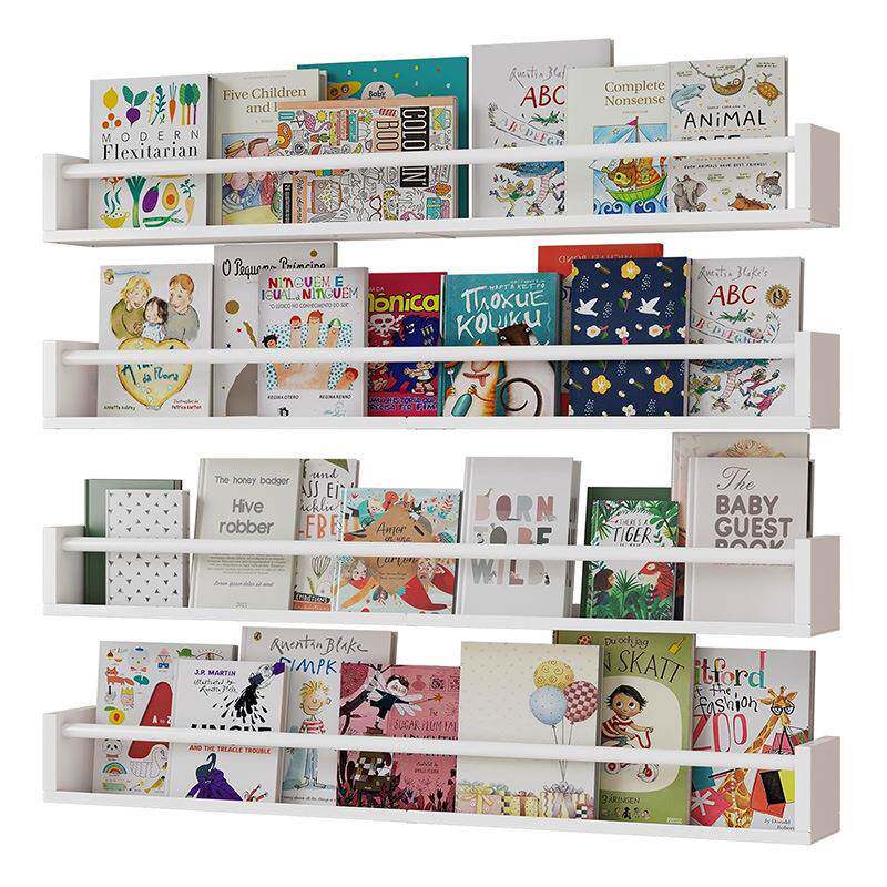 墙上儿童杂志绘本收纳置物架4pcs壁挂小书架手伴玩偶整理收纳架