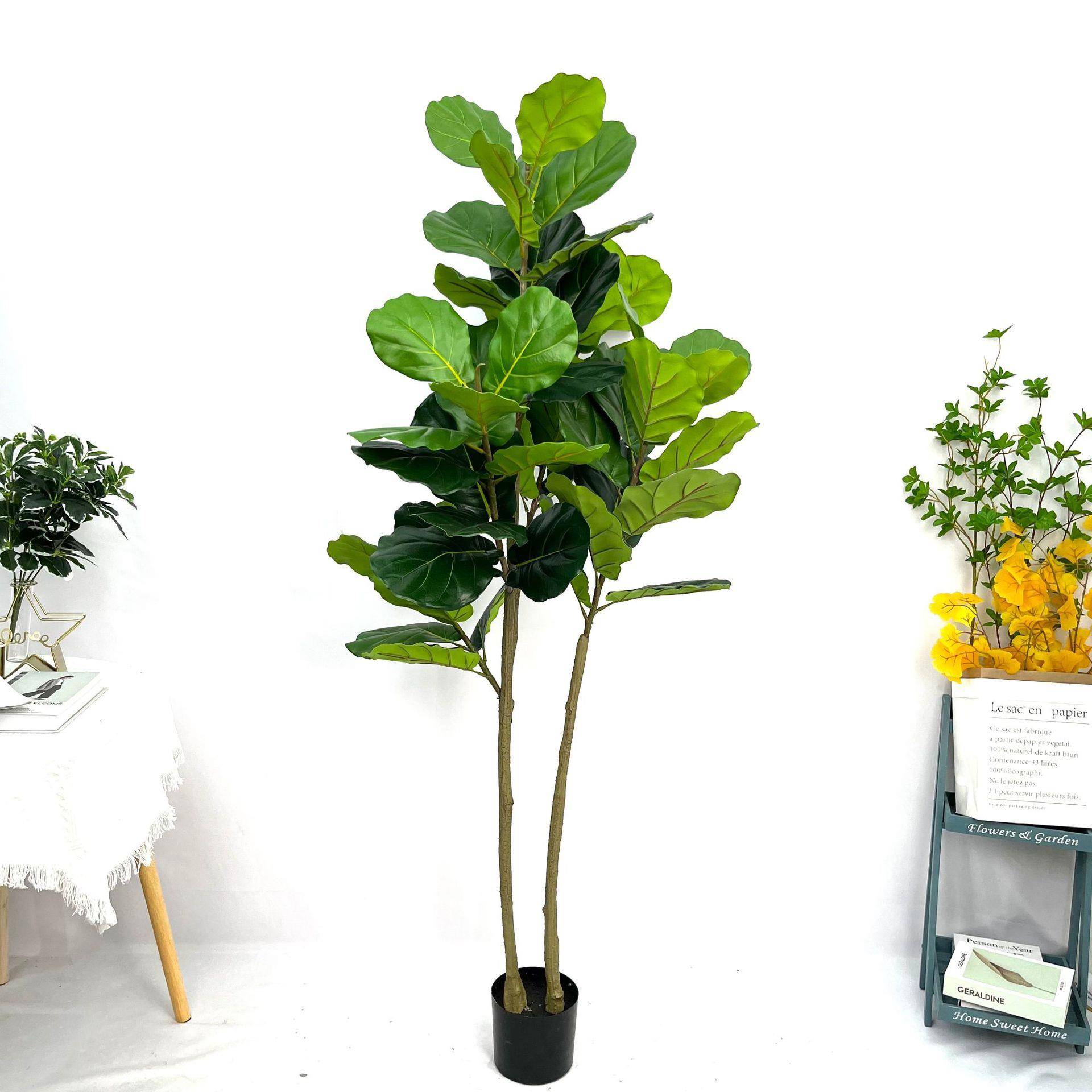 仿真琴叶榕北欧仿生绿植假树植物盆栽室内家居客厅落地装饰盆景