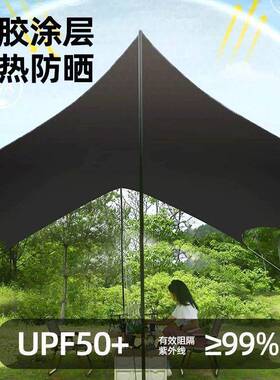 黑胶户外天幕遮阳防雨防晒露营遮阳伞大空间八角蝶形野营遮阳棚