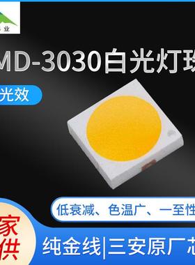 直销SMD-3030白光灯珠LED正白冷白暖白0.2W/0.5W三安原厂芯片