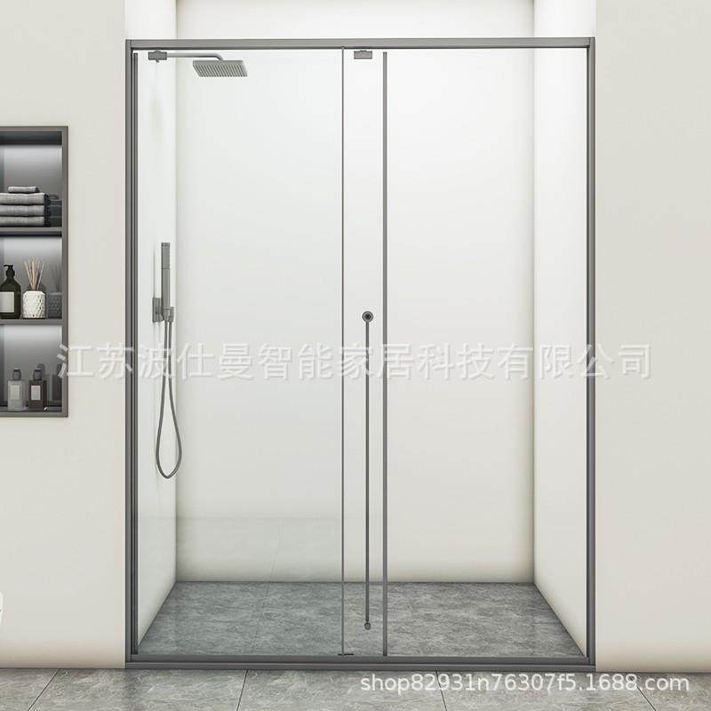 淋浴隔断房一字形不锈钢卫生间干湿分离洗澡间浴室玻璃推拉门