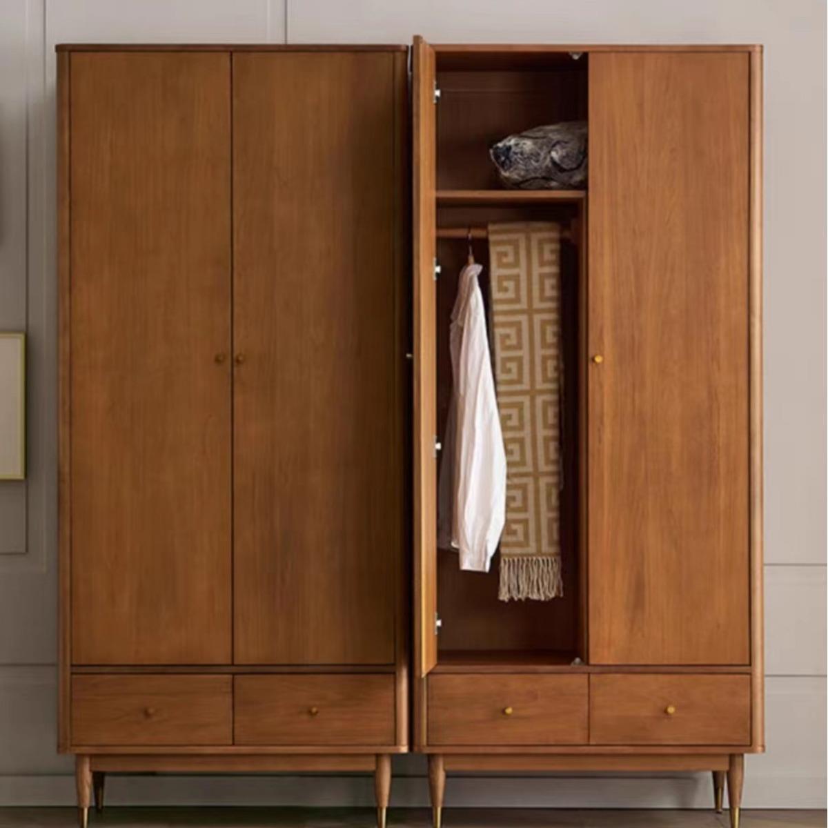 北美樱桃木衣柜日式黄杨木原木储物柜实木对开门全实木储物柜衣柜