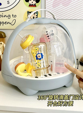 沥水防尘奶瓶收纳盒收纳箱放宝宝婴儿餐具碗筷副食品工具置物架