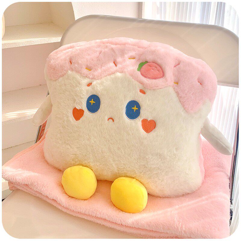 办公室午睡小毛毯法兰绒沙发毯抱枕毯子二合一两用被子午休盖毯