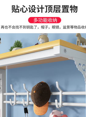 门口多层鞋柜家用入户衣帽架收纳小窄架子一体铁艺多功能简易鞋架