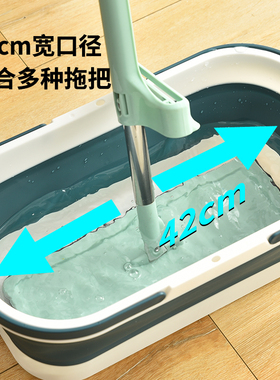 拖把折叠水桶塑料拖把桶提手储水拖地盆拖把家用一拖净免手洗方形