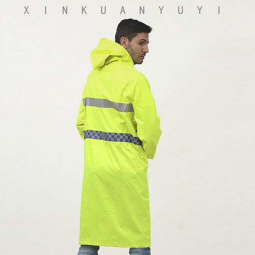夜光路政长款连体大褂雨衣环卫反光保洁服成人男加厚加大巡逻雨披