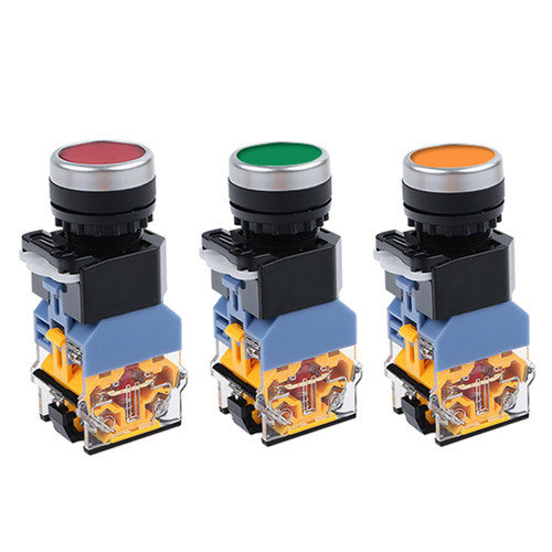 LA38-11DS带灯自锁按钮开关 开孔22MM 电压24V 220V 380V手动复位