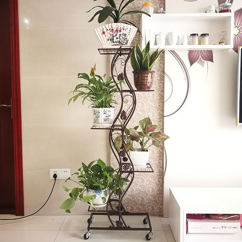 创意多层铁艺落地式绿植花架子B欧式客厅阳台花盆置物架靠墙装饰