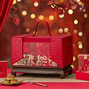 2025b中秋新款 盒空礼盒高档月饼手提盒8粒酒店企业定制 月饼包装