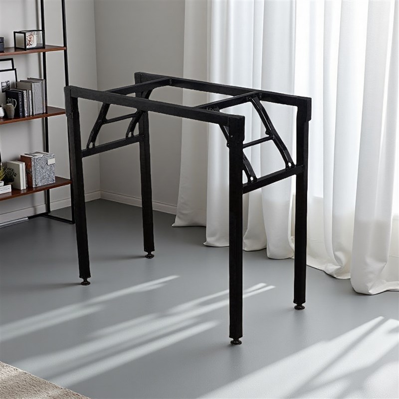 铁艺调节弹簧折叠桌架单双层折叠餐F桌腿支架可折叠架子长方桌脚