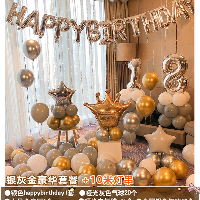 生日快乐气球装饰用品女孩十岁x10派对场景家里公主风布置背景墙1