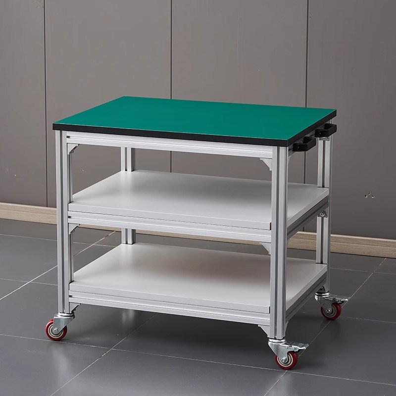防静电工作台可移动带轮子操作台桌子车间工O业滑轮周转推车维修