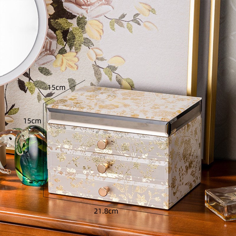 魔法花园轻奢高档首饰盒收纳盒抽屉式梳妆L台桌面大容量精致装饰