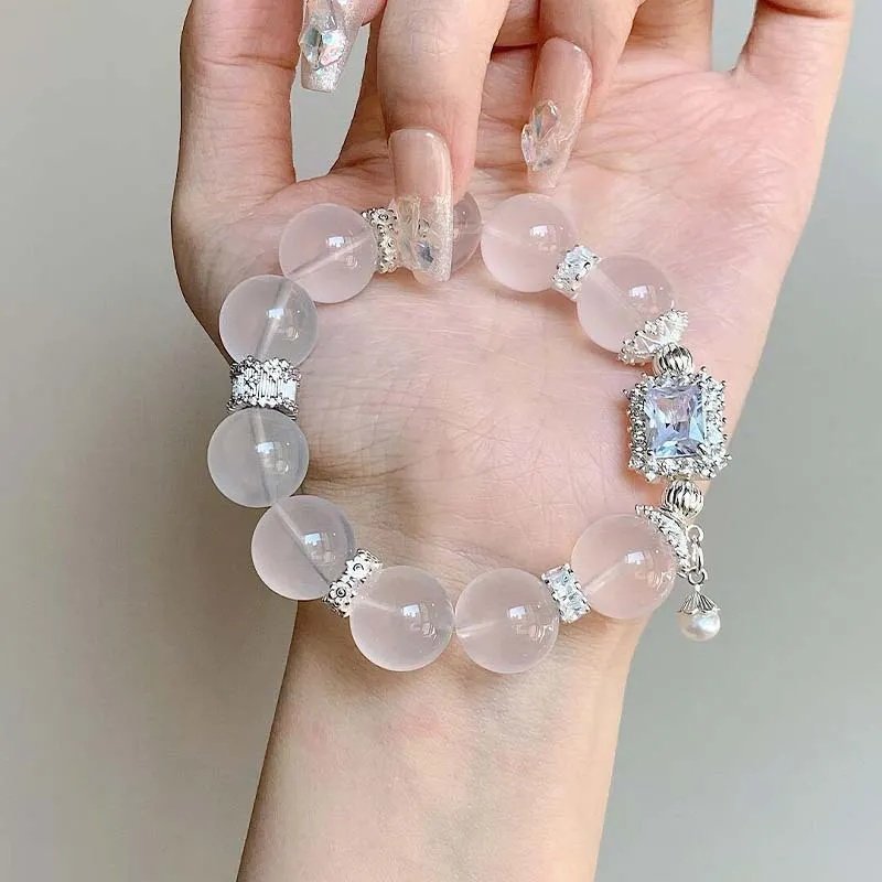 天然白水晶手串白贝蝴蝶设计款手串生日礼物送女友转运高级小众