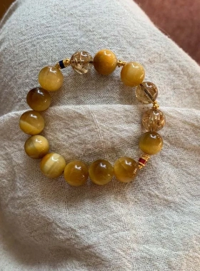 金珀凝瑞丨新中式虎眼石招财好运手串2026本命年好运显白手链饰品