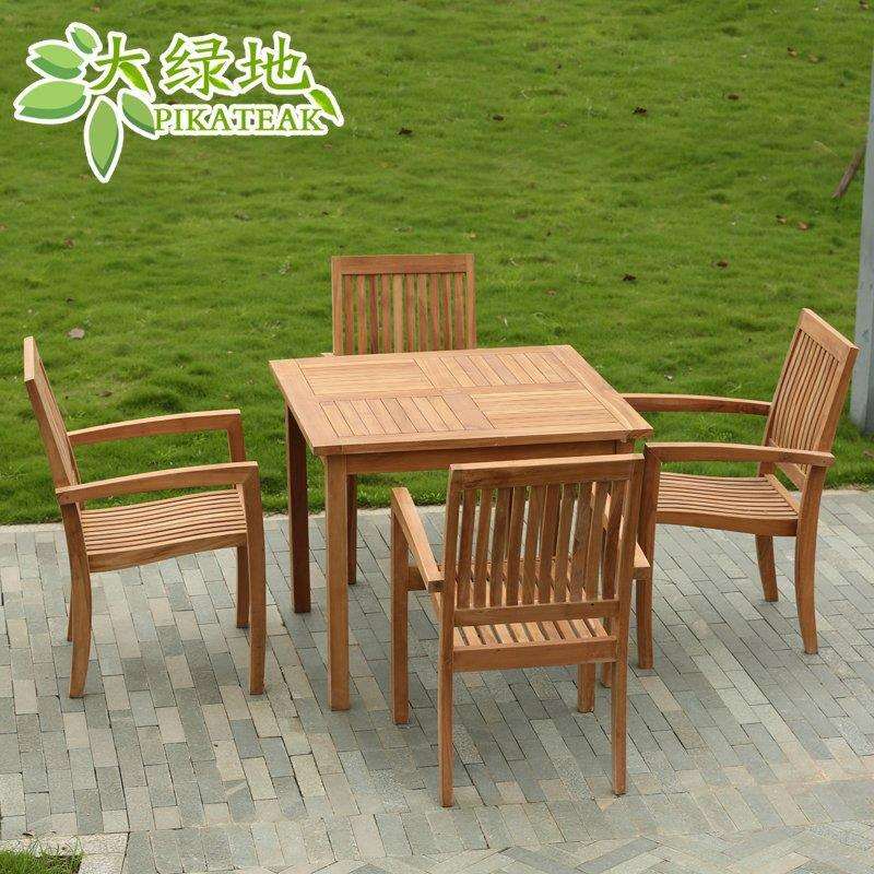 柚木户外桌椅庭院家具简约咖啡厅组合露台防腐实木室外休闲椅