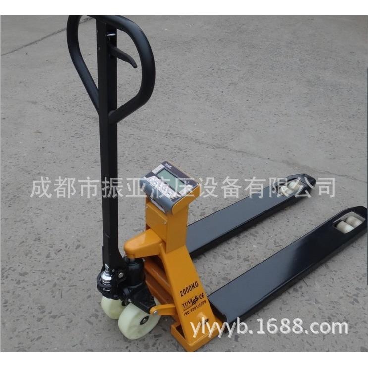 1吨电子秤搬运车,1T吨电子打印称重手动叉车,不锈钢手推平板车