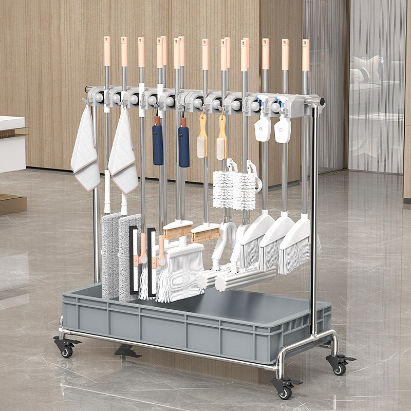 移动落地拖把架商用保洁放卫生工具置物架不N锈钢酒店拖布扫把架