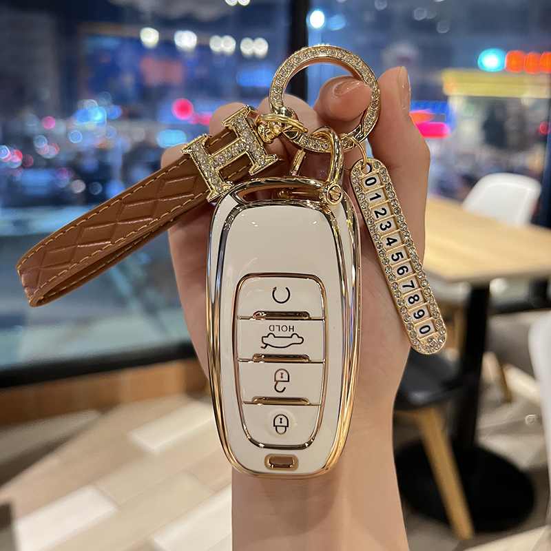 专用红旗h5汽车钥匙套h9包e-hs9扣h7壳e-qm5男e-hs3女hXs5改装hs7