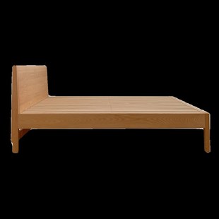 高脚实木b床定制白蜡木全实木床硬床板纯实木橡木床樱桃木高铺高