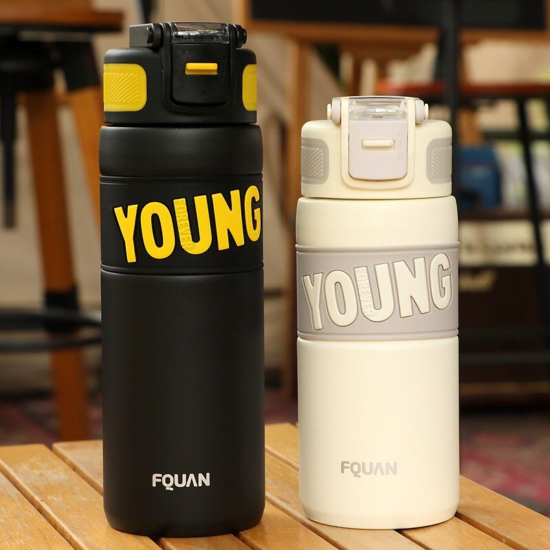 富全保温杯2023新款男女吸管杯运C动简约水杯便携学生上学专用杯