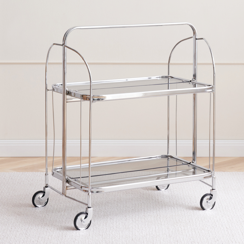 网红可移动折叠餐车中古玻璃小推车客厅沙L发边几简约轻奢风置物