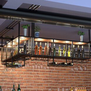 吊工业风吧台酒瓶酒柜式悬挂置物架吊式红酒杯架架架酒架倒挂杯架