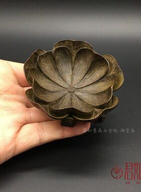 苏工花朵 文禅意实心铜笔 用品房创意花瓣全铜洗玉兰花器铜摆件